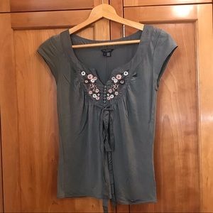 Ted Baker size 1 cap sleeve embroidered top